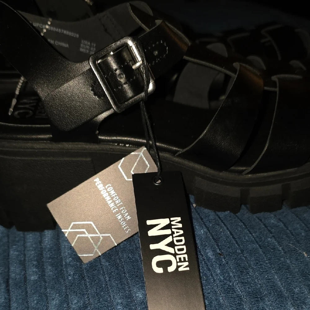 NEW Madden NYC Black Platform Sandals Size 11